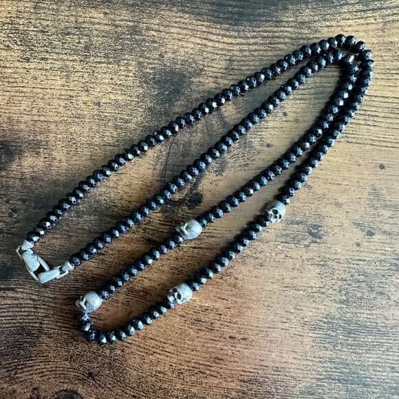 David Yurman Memento Mori Skull Station Necklace w/ Black Spinel - 23" - Picture 10 of 15